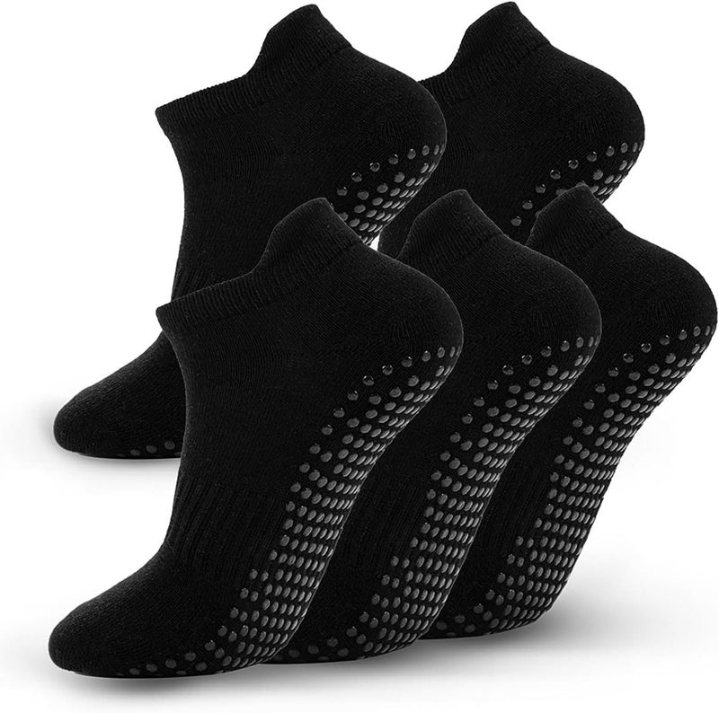 kepiibi 5 Pairs Pilates Socks with Grips for Women Non Slip Grip Yoga Crew Socks for Barre Hospital Barefoot Workout - Image 1